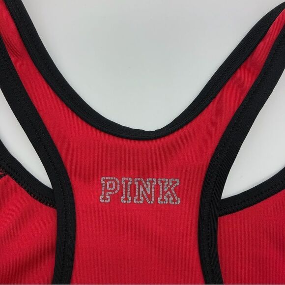 PINK Victoria’s Secret Ultimate Unlined Sports Bra Medium Red Gold Stars - Picture 4 of 7